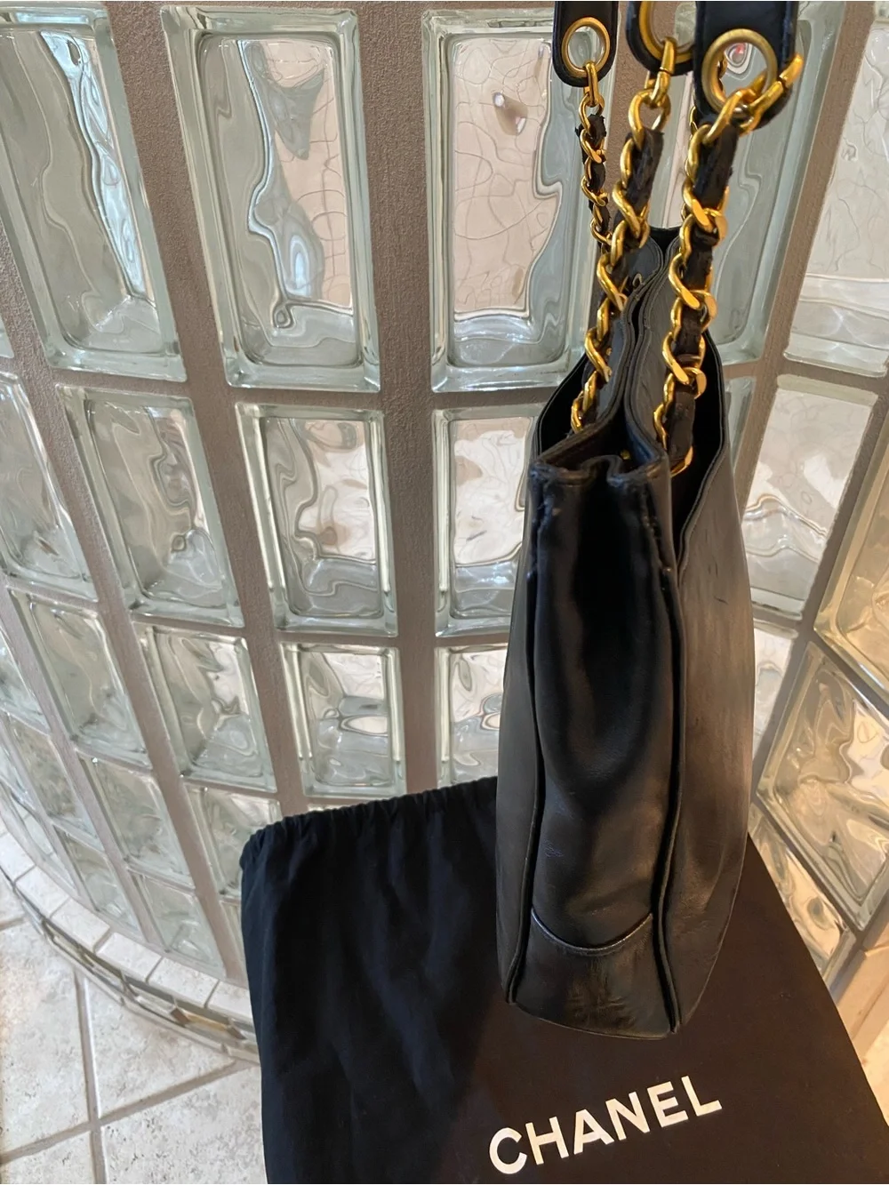 CHANEL Timeless CC Tote in Black Lambskin Leather with 24k gold-plated hardware